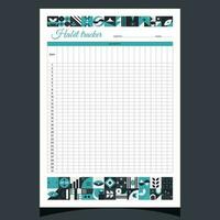 Habit tracker geometric. Habit tracker printable template with geometric shapes. Blank white notebook page A4. Vector illustration.