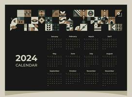 Calendar 2024 geometric patterns. Calendar template for 2024 year with geometric shapes. vector