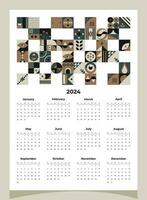 Calendar 2024 geometric patterns. Calendar template for 2024 year with geometric shapes. vector