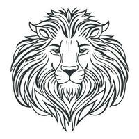 Lion head ink hand drawn portrait vector