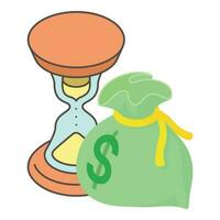 Investment time icon isometric vector. Classic hourglass and bag with money icon vector