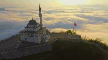 World's highest mosque in mystical and religious ambiance above the clouds video