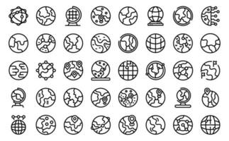 Globe icons set outline vector. Earth map vector