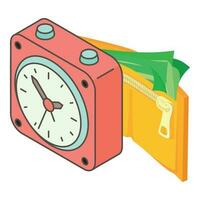 Cashback concept icon isometric vector. Bill wallet with dollar and table clock vector