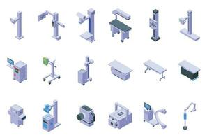 X-ray machine icons set isometric vector. Medical device vector