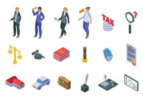 Legal adviser icons set isometric vector. Office law vector