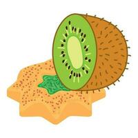 Kiwi dessert icon isometric vector. Fruit cookie with jam near fresh kiwi half vector