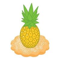 Pineapple dessert icon isometric vector. Sesame cookie near ripe fresh pineapple vector