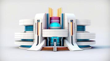 3D futuristic sci-fi white colorful city architecture with organic skyscrapers, for science fiction or fantasy backgrounds, Abstract building, illustration photo