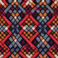 Fabric knitted seamless pattern with geometric shape spots. bright colors background for knitwear design or print, modern strips mat, illustration photo