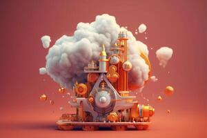 Cloud storage for downloading. digital service or application with data transmission. Network computing technologies. Futuristic Server. Digital space. Data storage, illustration photo