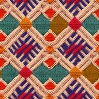 Fabric knitted seamless pattern with geometric shape spots. bright colors background for knitwear design or print, modern strips mat, illustration photo