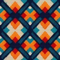 Fabric knitted seamless pattern with geometric shape spots. bright colors background for knitwear design or print, modern strips mat, illustration photo
