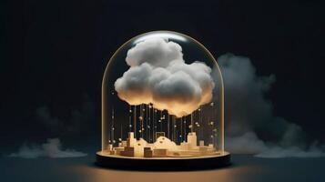 Cloud storage for downloading. digital service or application with data transmission. Network computing technologies. Futuristic Server. Digital space. Data storage, illustration photo