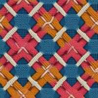 Fabric knitted seamless pattern with geometric shape spots. bright colors background for knitwear design or print, modern strips mat, illustration photo