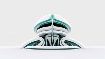 3d futurista ciencia ficción blanco verde ciudad arquitectura con orgánico rascacielos, para Ciencias ficción o fantasía antecedentes, resumen edificio, generativo ai ilustración foto