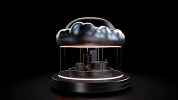 Cloud storage for downloading. digital service or application with data transmission. Network computing technologies. Futuristic Server. Digital space. Data storage, illustration photo