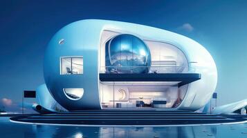 3D futuristic sci-fi white blue city architecture with organic skyscrapers, for science fiction or fantasy backgrounds, Abstract building, illustration photo