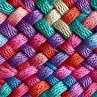 Fabric knitted seamless pattern with geometric shape spots. bright colors background for knitwear design or print, modern strips mat, illustration photo