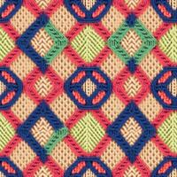 Fabric knitted seamless pattern with geometric shape spots. bright colors background for knitwear design or print, modern strips mat, illustration photo