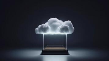 Cloud storage for downloading. digital service or application with data transmission. Network computing technologies. Futuristic Server. Digital space. Data storage, illustration photo