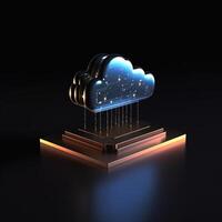 Cloud storage for downloading. digital service or application with data transmission. Network computing technologies. Futuristic Server. Digital space. Data storage, illustration photo