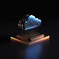 Cloud storage for downloading. digital service or application with data transmission. Network computing technologies. Futuristic Server. Digital space. Data storage, Generative AI illustration photo