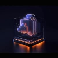 Cloud storage for downloading. digital service or application with data transmission. Network computing technologies. Futuristic Server. Digital space. Data storage, illustration photo