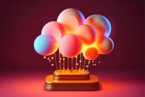 Cloud storage for downloading. digital service or application with data transmission. Network computing technologies. Futuristic Server. Digital space. Data storage, illustration photo