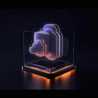 Cloud storage for downloading. digital service or application with data transmission. Network computing technologies. Futuristic Server. Digital space. Data storage, illustration photo