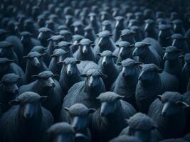 Flock of Sheep staring at you. photo