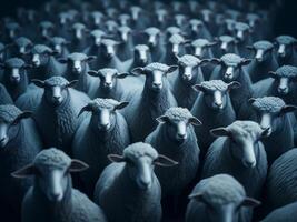 Flock of Sheep staring at you. photo