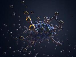 Structure of molecule atomic neuron cell. photo