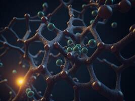 Structure of molecule atomic neuron cell. photo