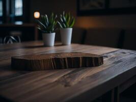 Wooden table top counter island. photo