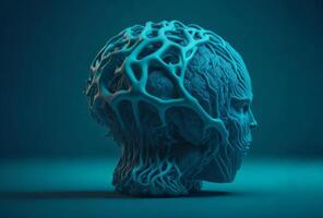 creatividad, tecnología, análisis humano cerebro concepto 3d. ai generado foto