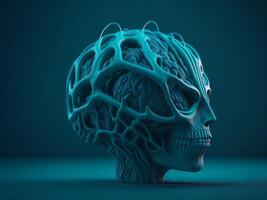 creatividad, tecnología, análisis humano cerebro concepto 3d. ai generado foto