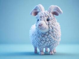 Cute cartoon fluffy sheep. photo