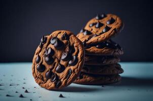 Chocolate chip cookie snack. AI photo