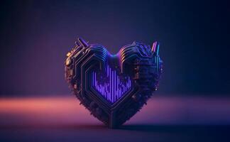 cyberpunk neon heart. photo