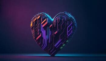 cyberpunk neon heart. photo