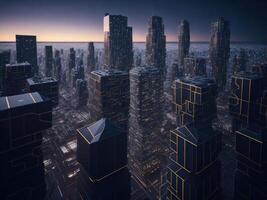 Fractal futuristic cubic city. photo