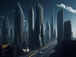 Stunning futuristic city buildings. photo