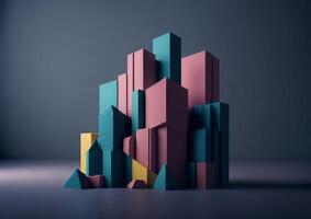 abstract background with colorful cubes and graphs. photo