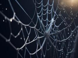 spider web with dew drops. photo