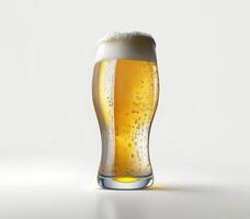 Glass of beer isolated on white, AI generated photo