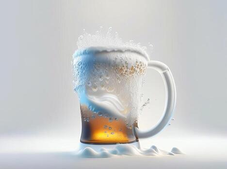 Glass of beer with beautiful foam on white background. photo