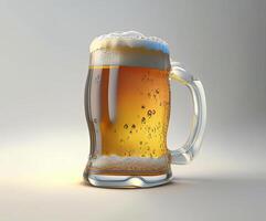 Glass of beer isolated on white, AI generated photo