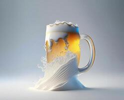 Glass of beer with beautiful foam on white background. photo