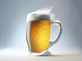 Glass of beer with beautiful foam on white background. photo
